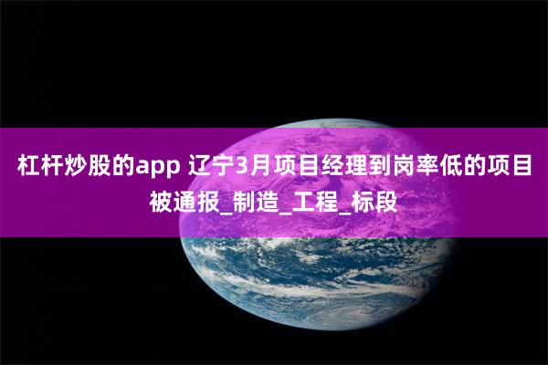 杠杆炒股的app 辽宁3月项目经理到岗率低的项目被通报_制造_工程_标段