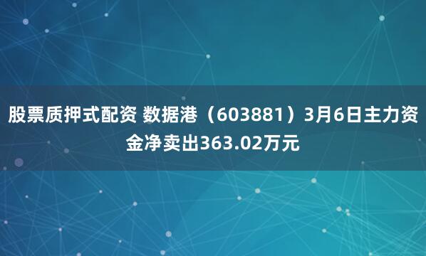 股票质押式配资 数据港（603881）3月6日主力资金净卖出363.02万元