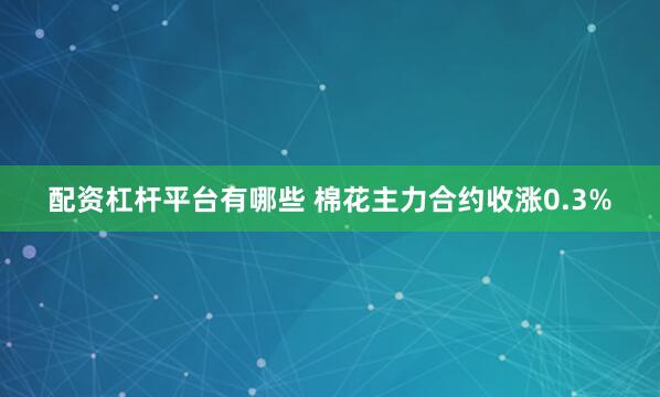 配资杠杆平台有哪些 棉花主力合约收涨0.3%