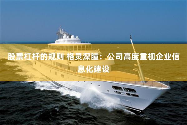 股票杠杆的规则 格灵深瞳：公司高度重视企业信息化建设